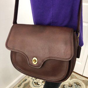 Rare vintage coach Lenox crossbody Saddlebag Rich brown style 322 made in USA